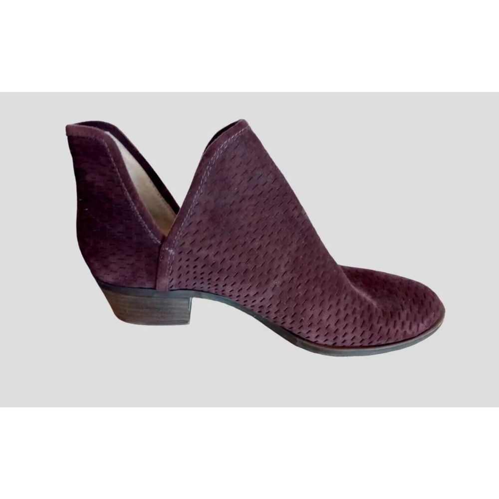 Women's Lucky Brand Bailey Perforated Cut Out Suede Brown Ankle Booties Sz 7.5